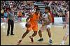 06-08-2014: Basketbal: Nederland v Belgie: Den Bosch(L-R) referee Joske Kuut, Mohamed Kherrazi of Nederland, Jean-Marc Mwema of Belgie - fe1408060247.jpg