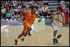 06-08-2014: Basketbal: Nederland v Belgie: Den Bosch
(L-R) Mohamed Kherrazi of Nederland, Jean-Marc Mwema of Belgie - fe1408060276.jpg