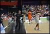 06-08-2014: Basketbal: Nederland v Belgie: Den Bosch(L-R) coach Eddy Casteels of Belgie, coach Toon van Helfteren of Nederland, Mohamed Kherrazi of Nederland, Guy Muya of Belgie - fe1408060282.jpg