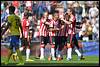 21-09-2014: Voetbal: PSV v SC Cambuur: Eindhoven
(L-R) Mohamed El Makrini of SC Cambuur, Luciano Narsingh of PSV, Jorrit Hendrix of PSV, Adam Maher of PSV, Jetro Willems of PSV, Georginio Wijnaldum of PSV, Luuk de Jong of PSV - fe1409210022.jpg