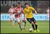 27-09-2014: Voetbal: FC Oss v Telstar: Oss
(L-R) Jorzolino Falkenstein of FC Oss, Jonathan Kindermans of Telstar - fe1409270975.jpg