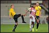 27-09-2014: Voetbal: FC Oss v Telstar: Oss
(L-R) Tom Beissel of Telstar, Jorzolino Falkenstein of FC Oss, Toine van Huizen of Telstar - fe1409271083.jpg