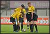 27-09-2014: Voetbal: FC Oss v Telstar: Oss
(L-R) Alair Cruz Vicente of Telstar, Jonathan Kindermans of Telstar, referee Jeroen Sanders, Toine van Huizen of Telstar - fe1409271119.jpg