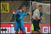 (L-R) goalkeeper Peter Leeuwenburgh of Jong Ajax, Mike van der Hoorn of Jong Ajax, referee R. Dieperink - fe1410170358.jpg